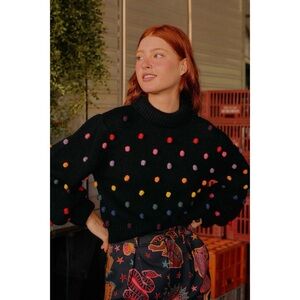 Farm Rio Rainbow Pom Pom Sweater
